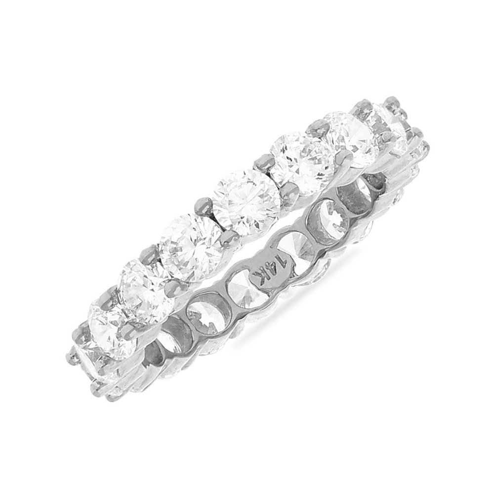 Solid 14K White Gold 2.75 tcw. Amorphous Diamond 3.5mm Eternity Ring Size 8